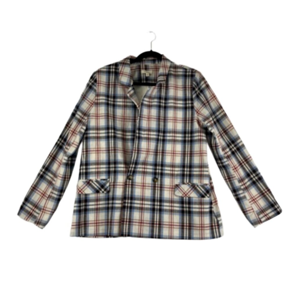 Gilli Double Breast Plaid Women's Linen Blazer
